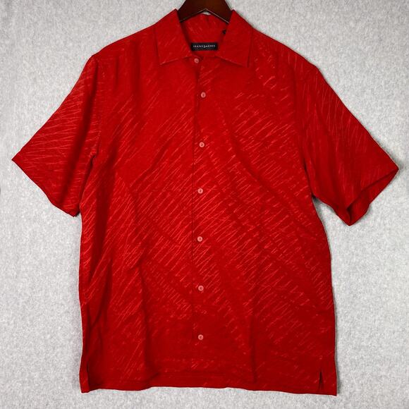 Jhane Barnes Shirt Men's Size S Short Sleeve Button Up Silk Linen Blend Abstract - Picture 1 of 9